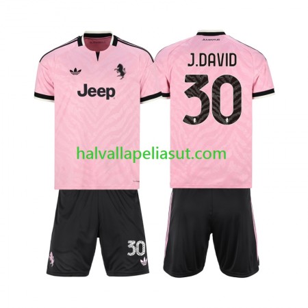 Jalkapallo Pelipaidat/Peliasut Juventus Jonathan David 30 Lasten Vieraspaita 2026-2027 Lyhythihainen